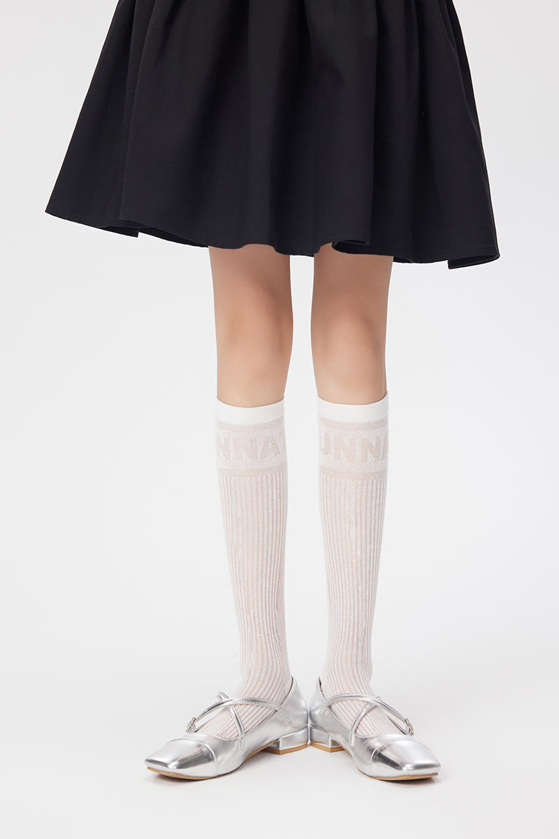 Women's Thin Breathable Cotton Solid Bow Sweet Knee High Socks