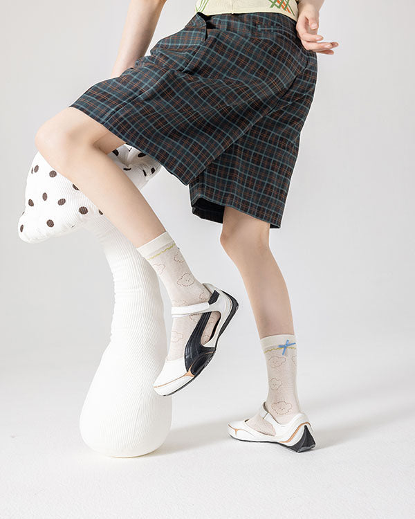 Gift Box Set Womens Crew Socks Cotton Cute Fun Thin Dress Socks with Bow Breathable Mesh