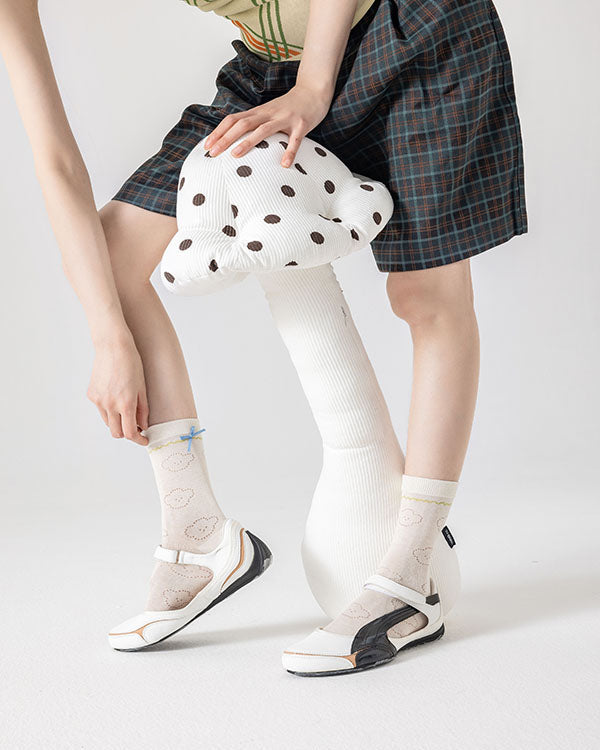3 Pack Women Crew Cotton Socks Thin and Breathable with Bow Secondary image