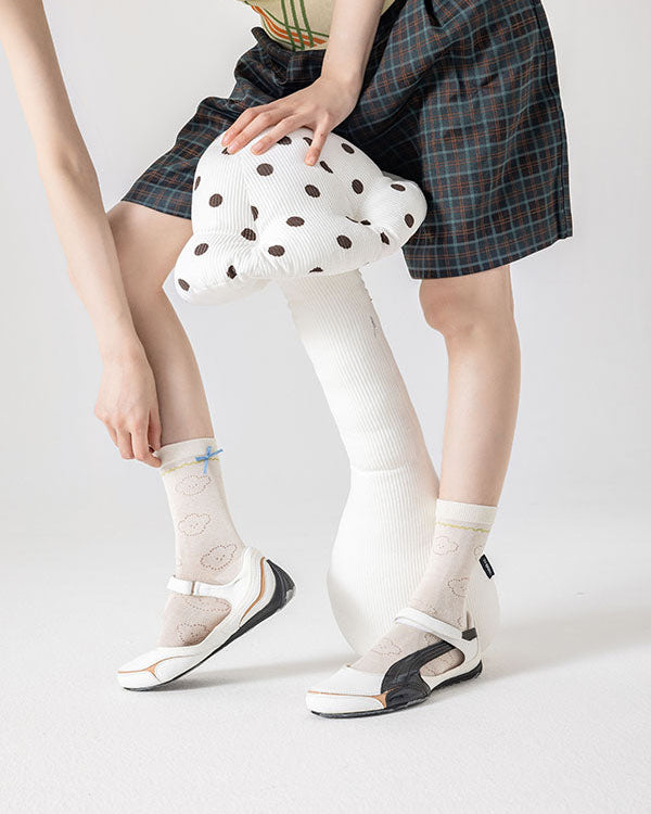 Gift Box Set Women Crew Socks Cotton Cute Fun Thin Dress Socks with Bow Breathable Mesh - SWEET NANA