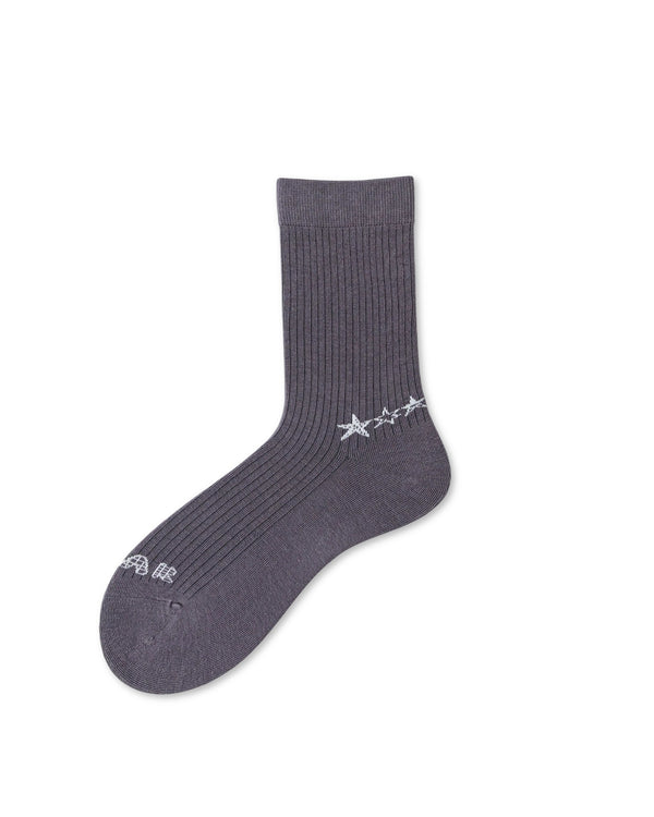 Star Graphic Ribbed Cotton Crew Socks