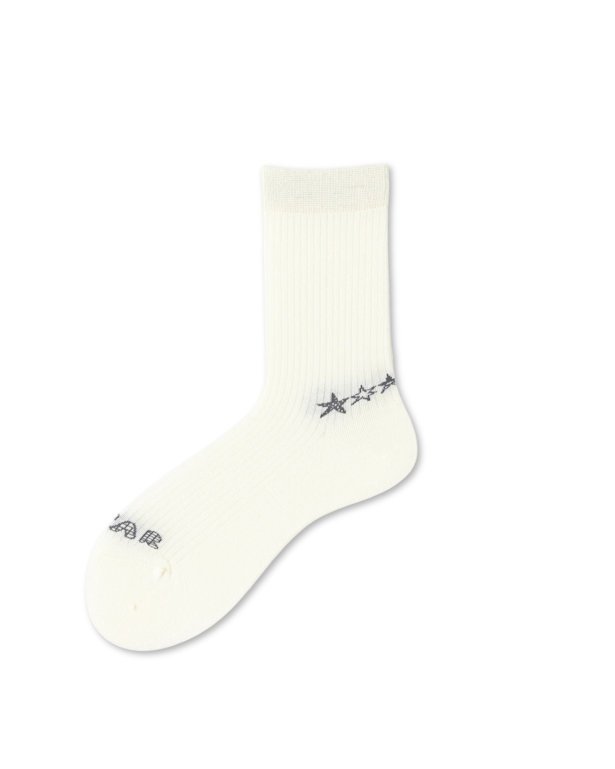 Star Graphic Ribbed Cotton Crew Socks