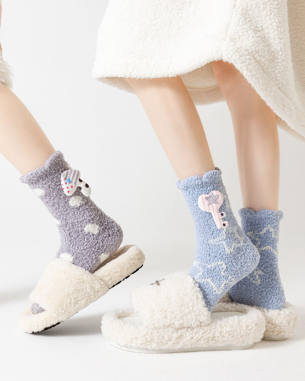 Starry Music Fuzzy Floor Crew Socks