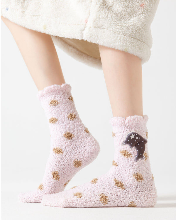 Starry Music Fuzzy Floor Crew Socks