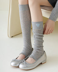 Sweetnana Thin Cotton Lose Leg Warmers for Spring and Summer Heart Embroidery Ballet Style