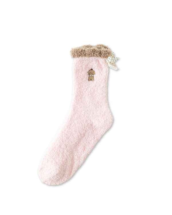 Tiny Pet Bow Fuzzy Floor Crew Socks