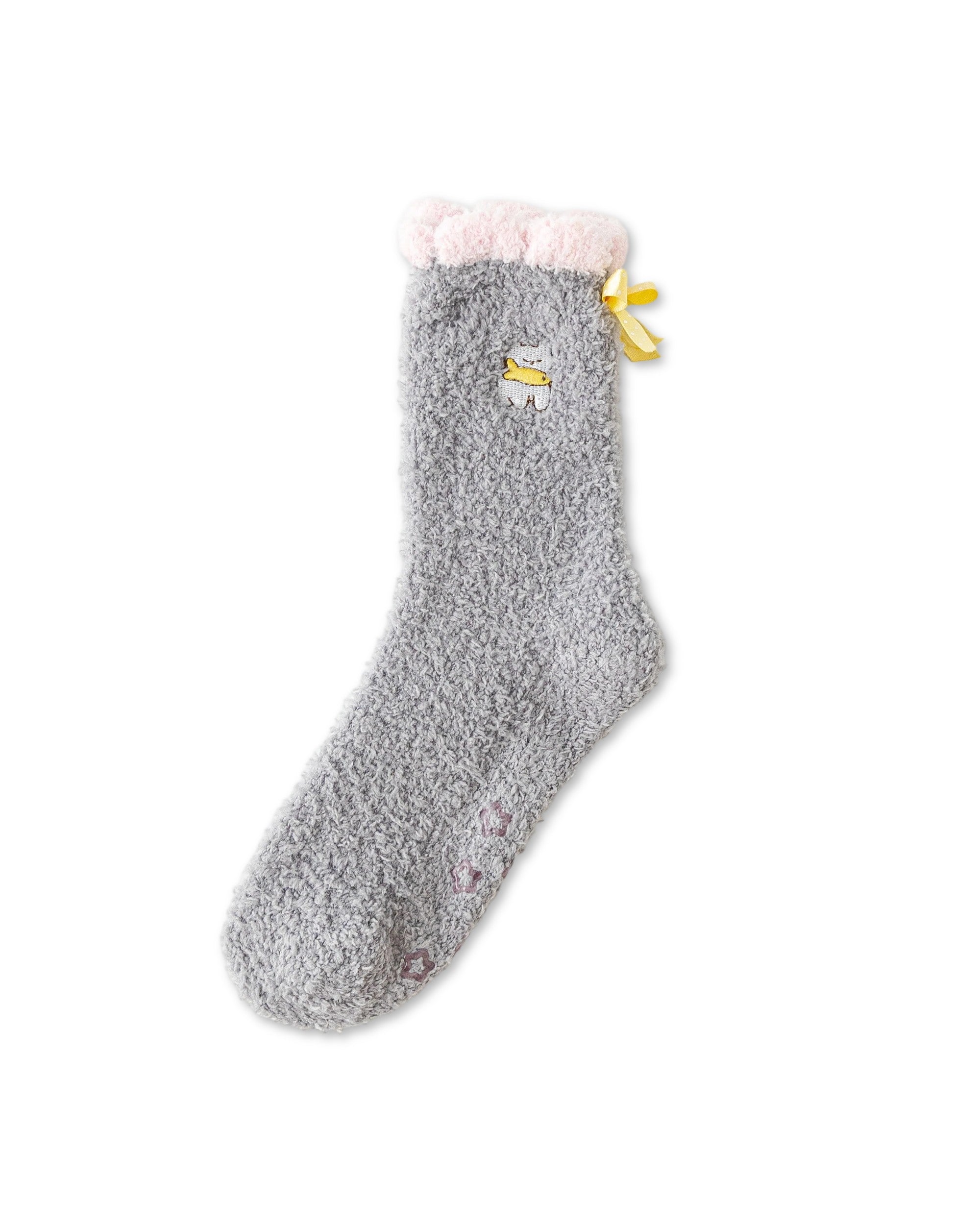Tiny Pet Bow Fuzzy Floor Crew Socks