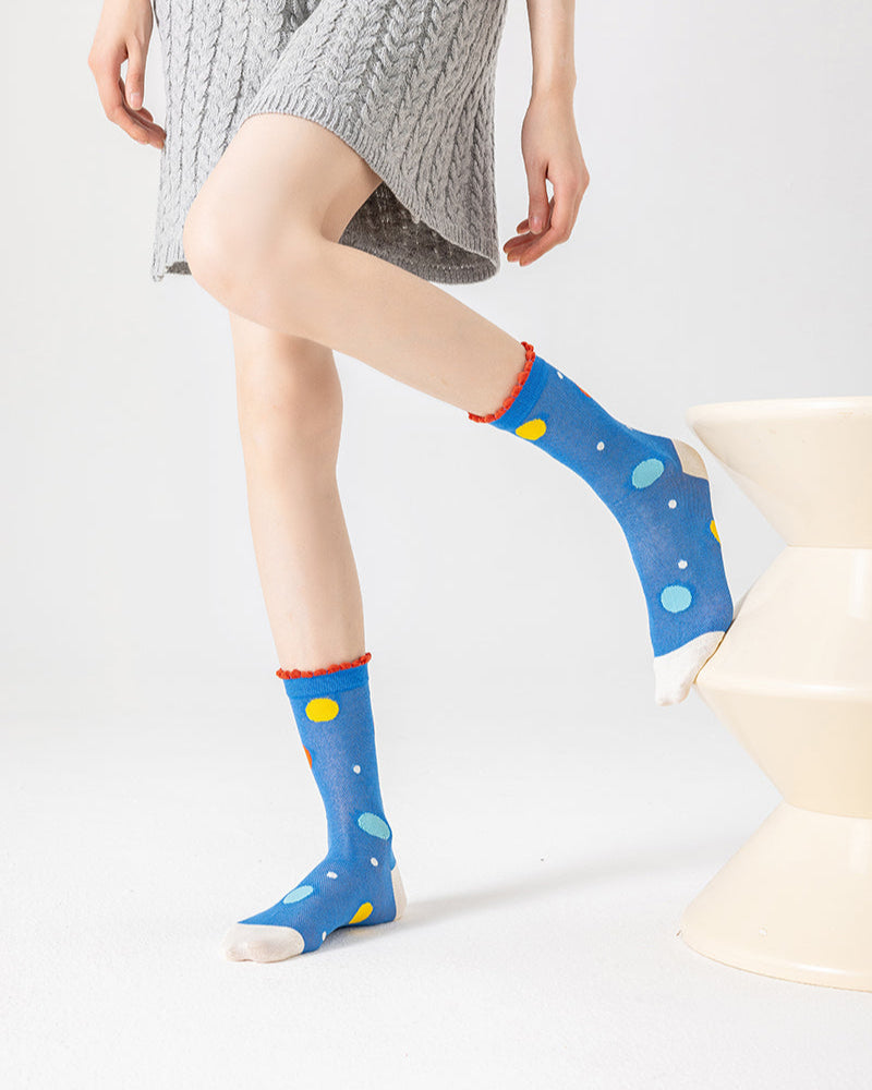 3-Pack Traffic Light Series Women's Cotton Socks Breathable Crew Socks