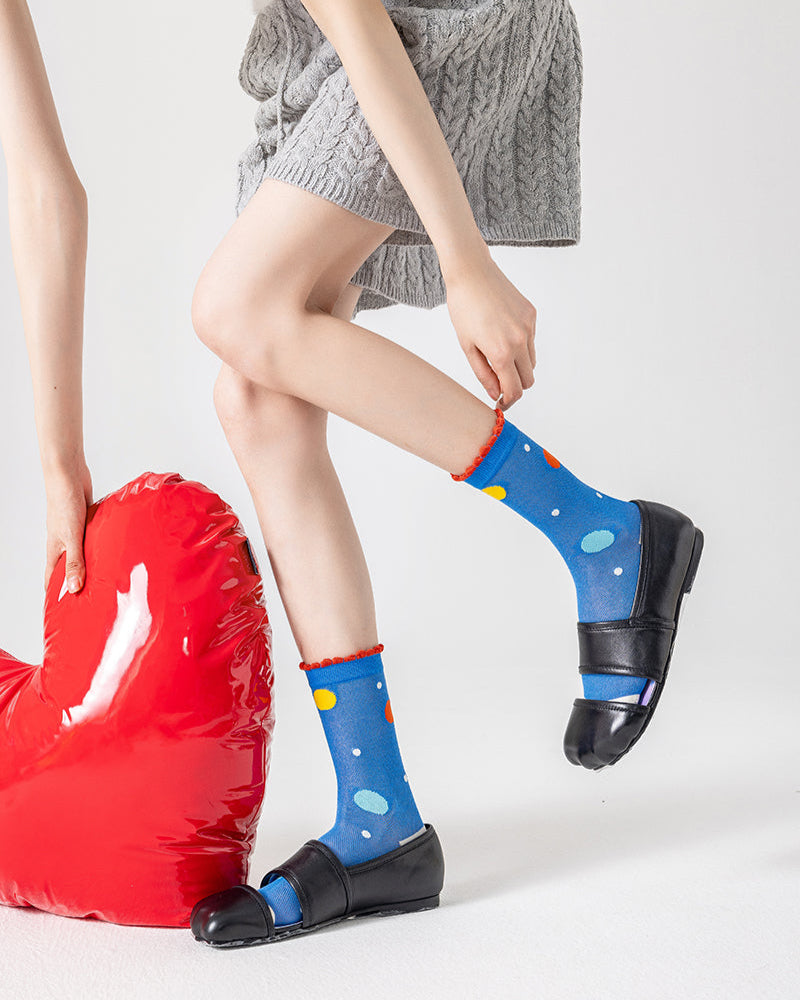 3-Pack Traffic Light Series Women Cotton Socks Breathable Crew Socks