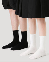 Unisex 棉質中筒襪 黑色 白色 無縫 柔軟 透氣 休閒