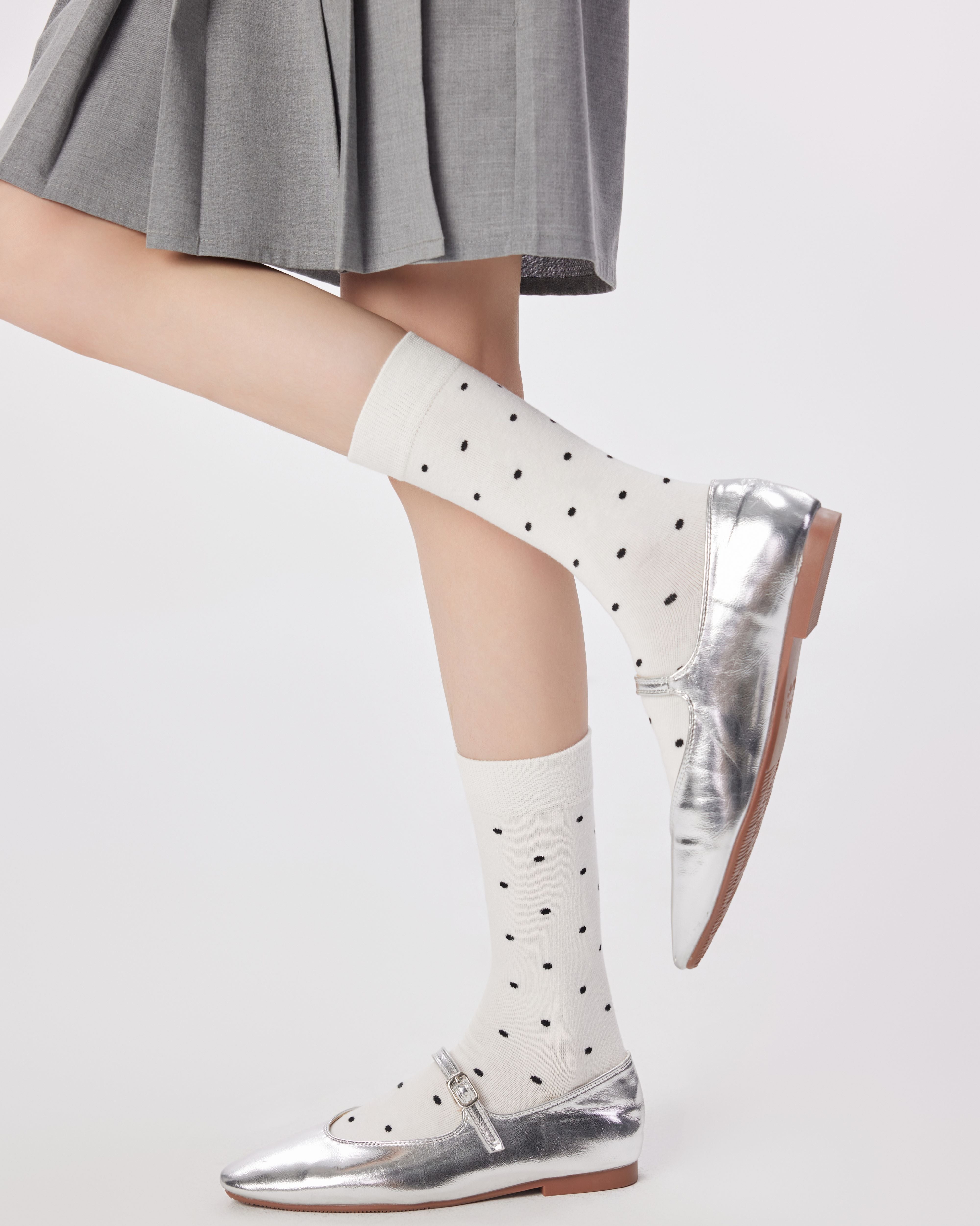 Women Combed Cotton Straight Polka Dot Socks Soft Bold Fit