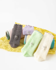 Women Crew Socks Bowknot Series Soft Ice Cream Color Cozy Casual Socks