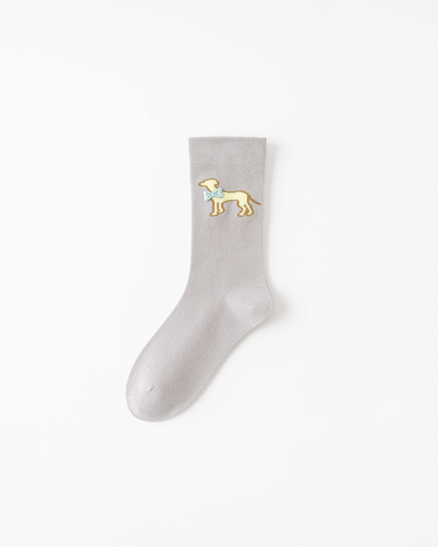 女款中筒襪子 蝴蝶結狗狗系列 棉質 可愛刺繡 休閒襪子