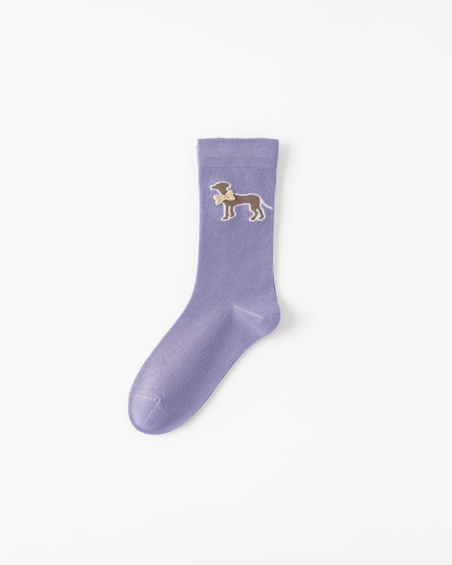 女款中筒襪子 蝴蝶結狗狗系列 棉質 可愛刺繡 休閒襪子