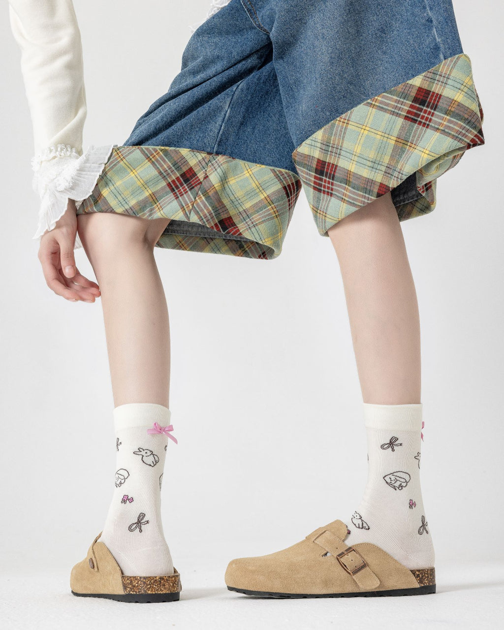 Women Crew Socks Bunny Series Cotton Cute Jacquard Bowknot Casual - SWEET NANA