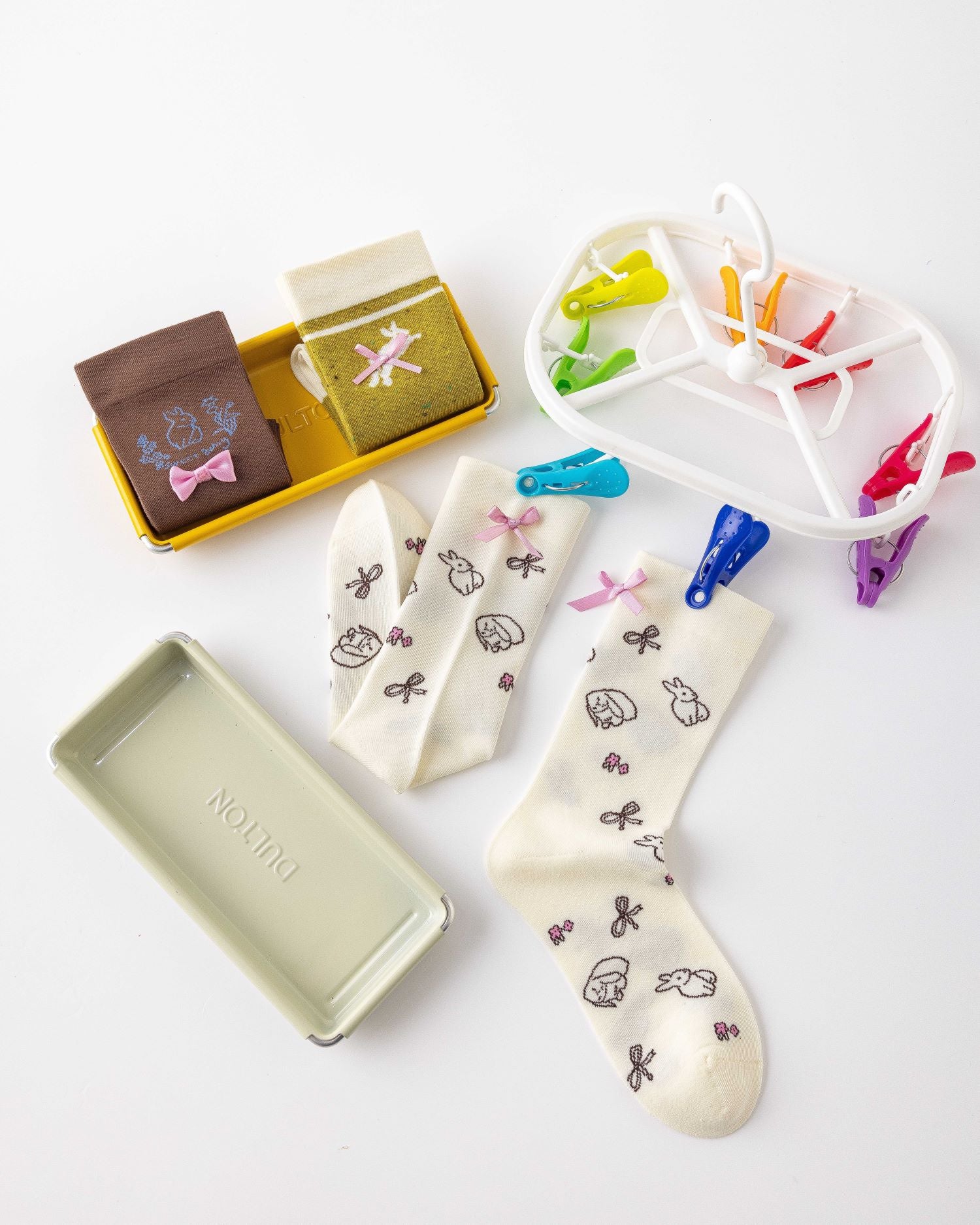 女款中筒襪子兔子系列棉質可愛提花蝴蝶結休閒襪子