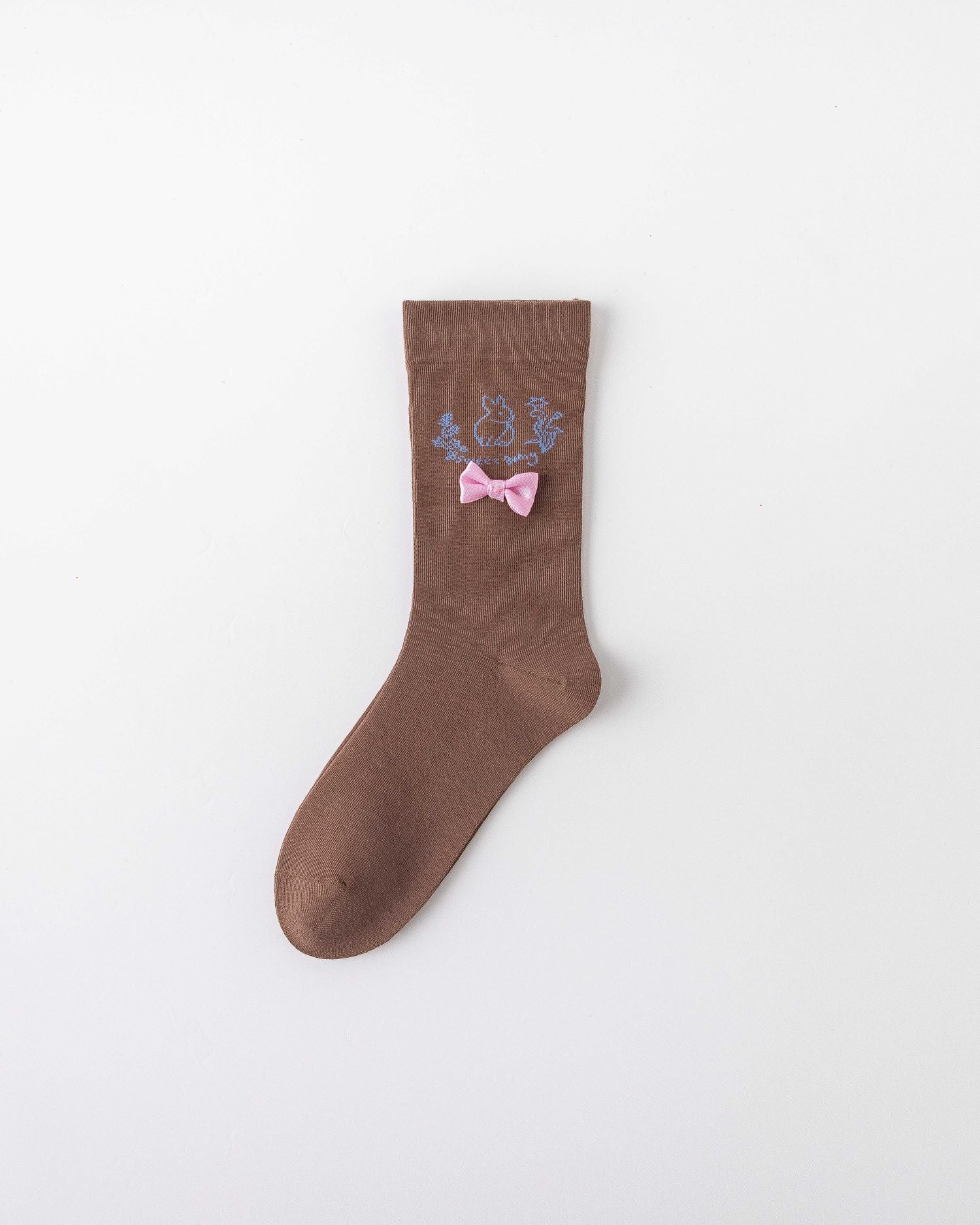 女款中筒襪子兔子系列棉質可愛提花蝴蝶結休閒襪子