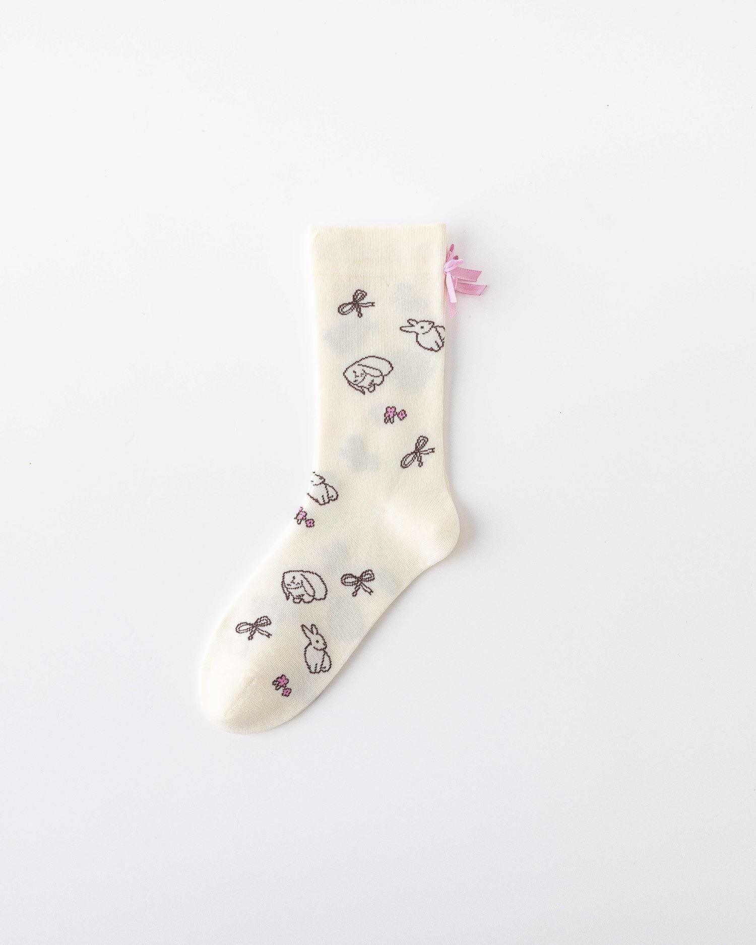 女款中筒襪子兔子系列棉質可愛提花蝴蝶結休閒襪子