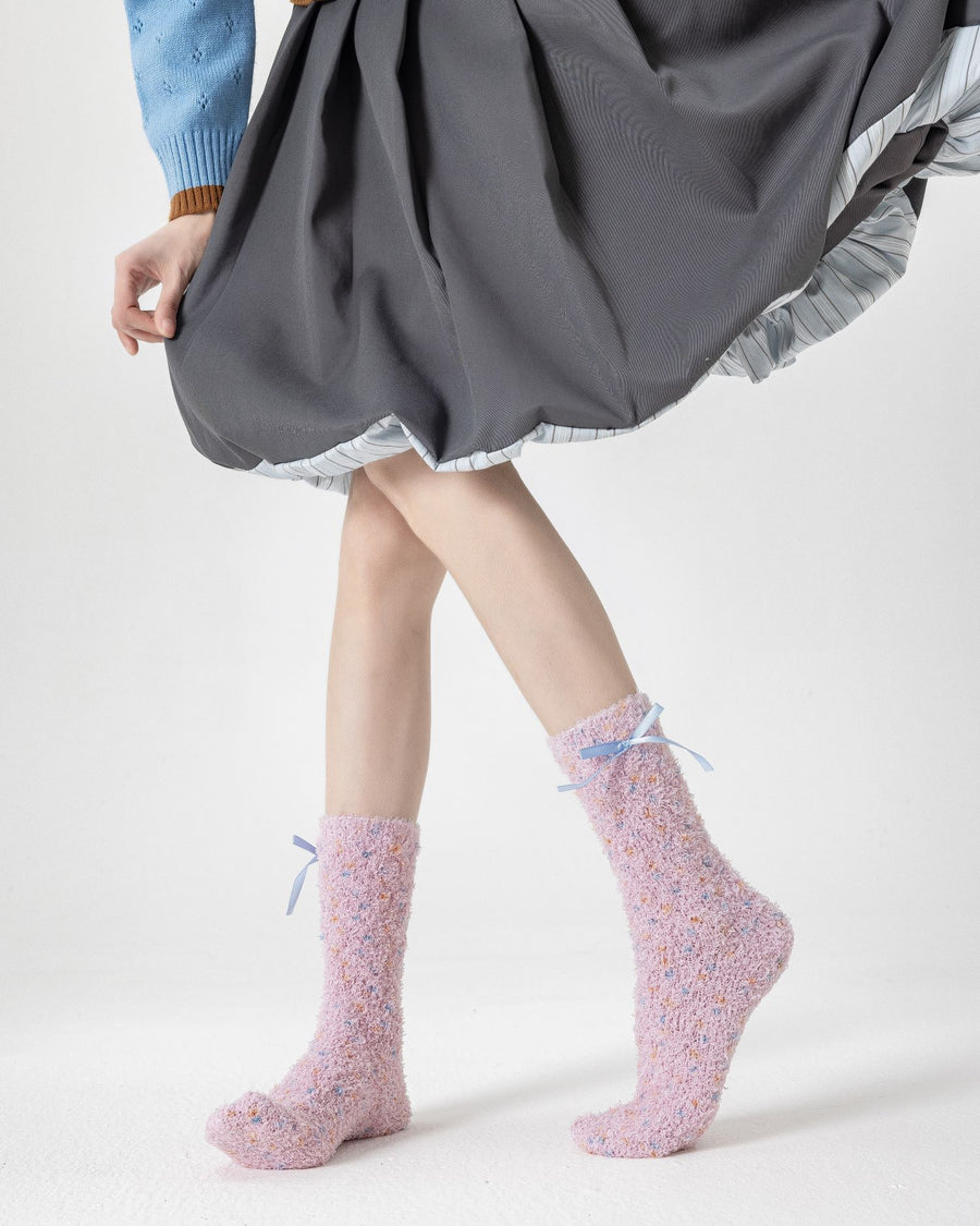Women Crew Socks Canelé Series Fuzzy Warm Cozy Indoor Socks - SWEET NANA