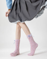 Women Crew Socks Canelé Series Fuzzy Warm Cozy Indoor Socks