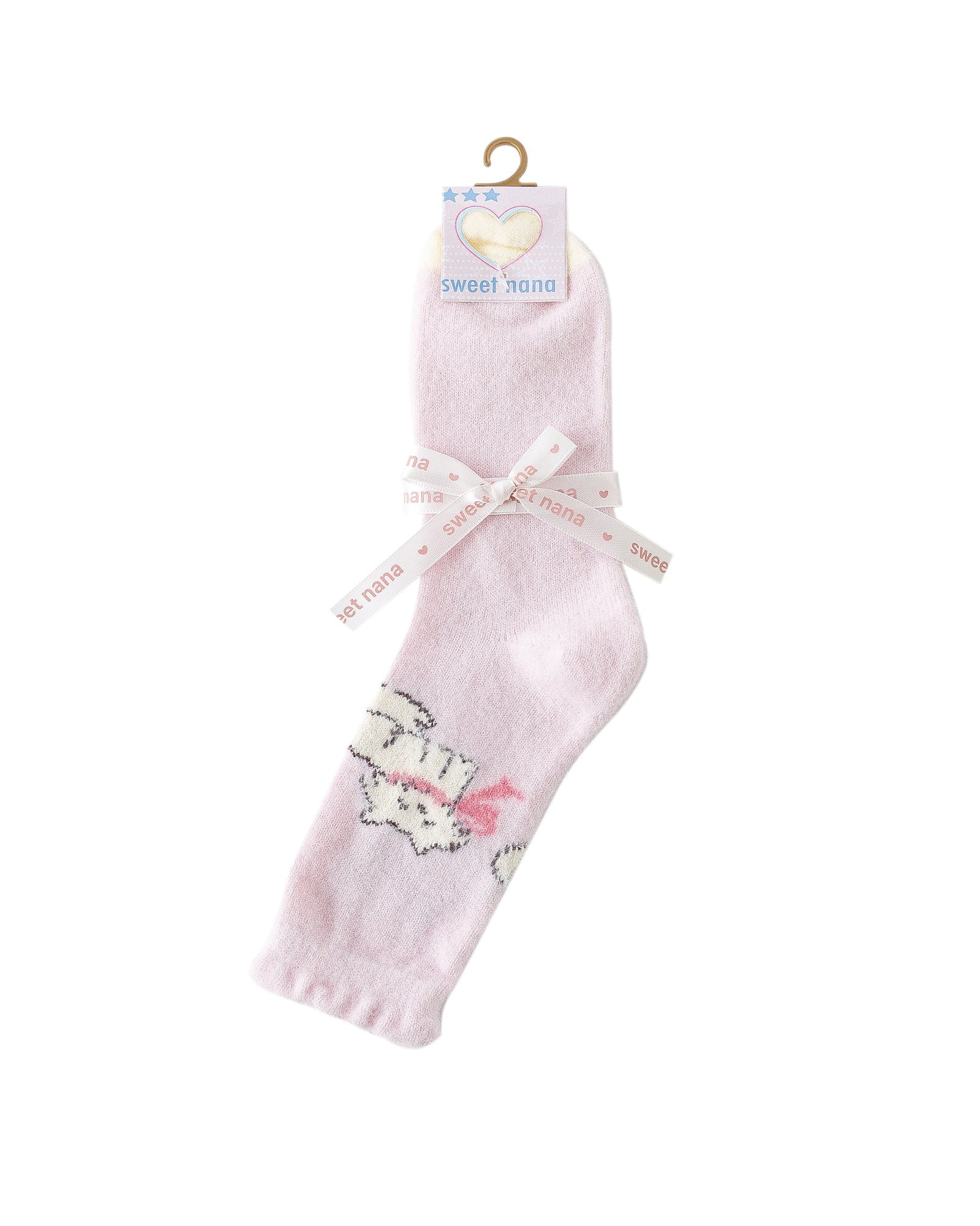 女款中筒襪子貓咪系列毛絨保暖舒適室內防滑襪子