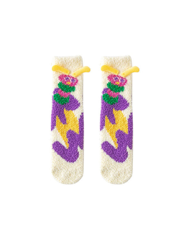 Women Crew Socks Caterpillar Series Funny Fuzzy Thick Warm Soft - SWEET NANA