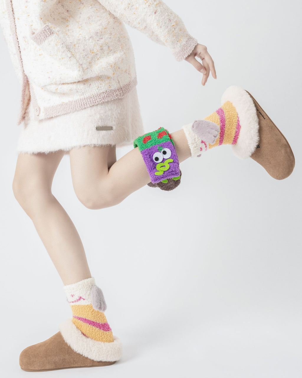 Gift Box Set Women Crew Socks Caterpillar Series Funny Fuzzy Thick - SWEET NANA
