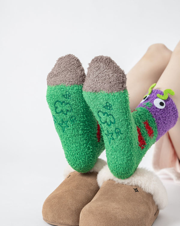 Gift Box Set Women Crew Socks Caterpillar Series Funny Fuzzy Thick - SWEET NANA