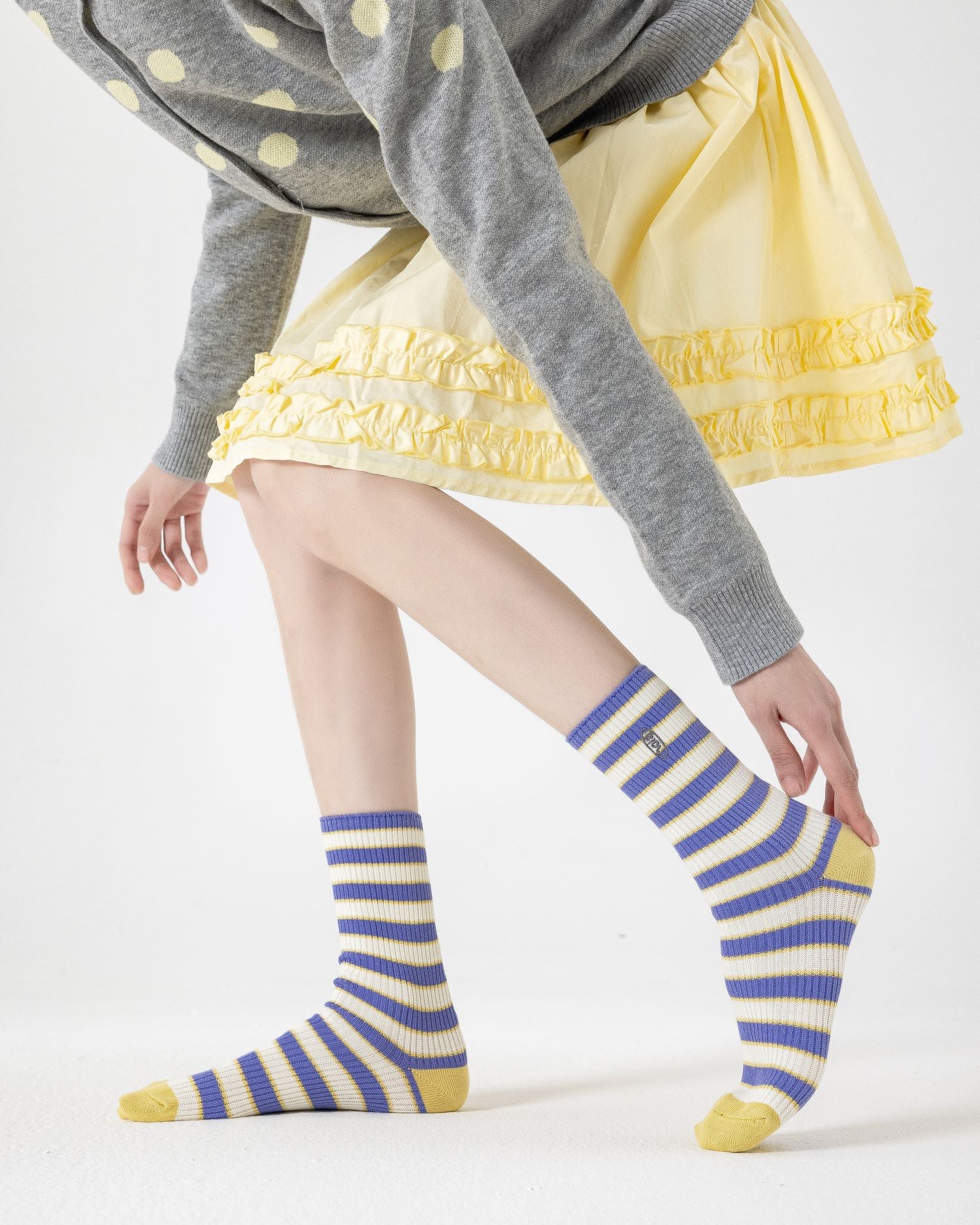 Women Crew Socks Classic Stripes Series Soft Breathable Casual Wear