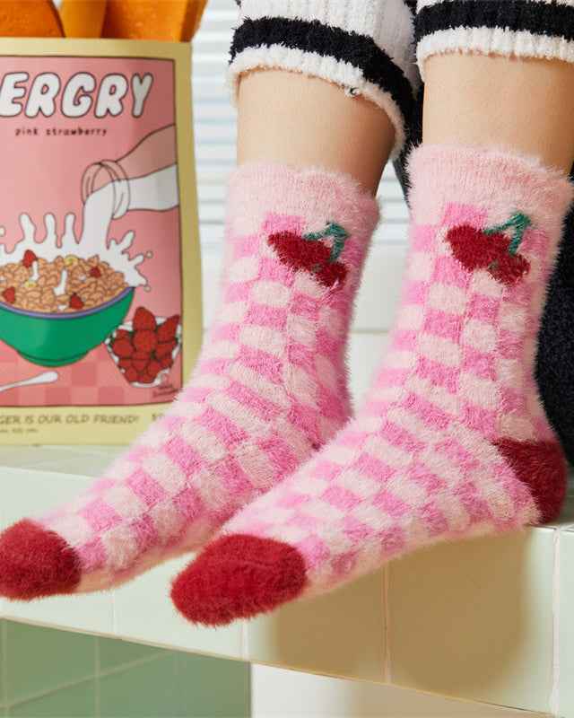 3-Pack Women Crew Socks Cozy Cute Colorful Thick Soft Fuzzy Sleep Socks