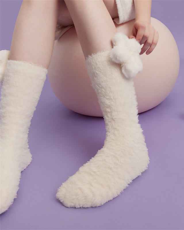 Sweetnana 3-Pack Cozy Knee High Socks – Women’s Super Soft, Fuzzy, and Thickened Warm Socks, Perfect for Winter Stockings and Sleep Lounge Wear