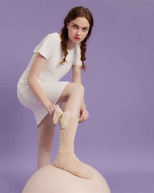 Sweetnana 3-Pack Cozy Knee High Socks – Women’s Super Soft, Fuzzy, and Thickened Warm Socks, Perfect for Winter Stockings and Sleep Lounge Wear