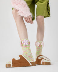 レディース クルー ソックス ドリームガーデンシリーズ ふわふわ暖かい快適な室内用ソックス