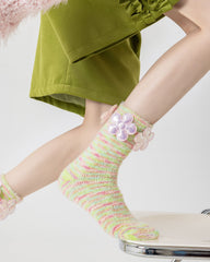 レディース クルー ソックス ドリームガーデンシリーズ ふわふわ暖かい快適な室内用ソックス