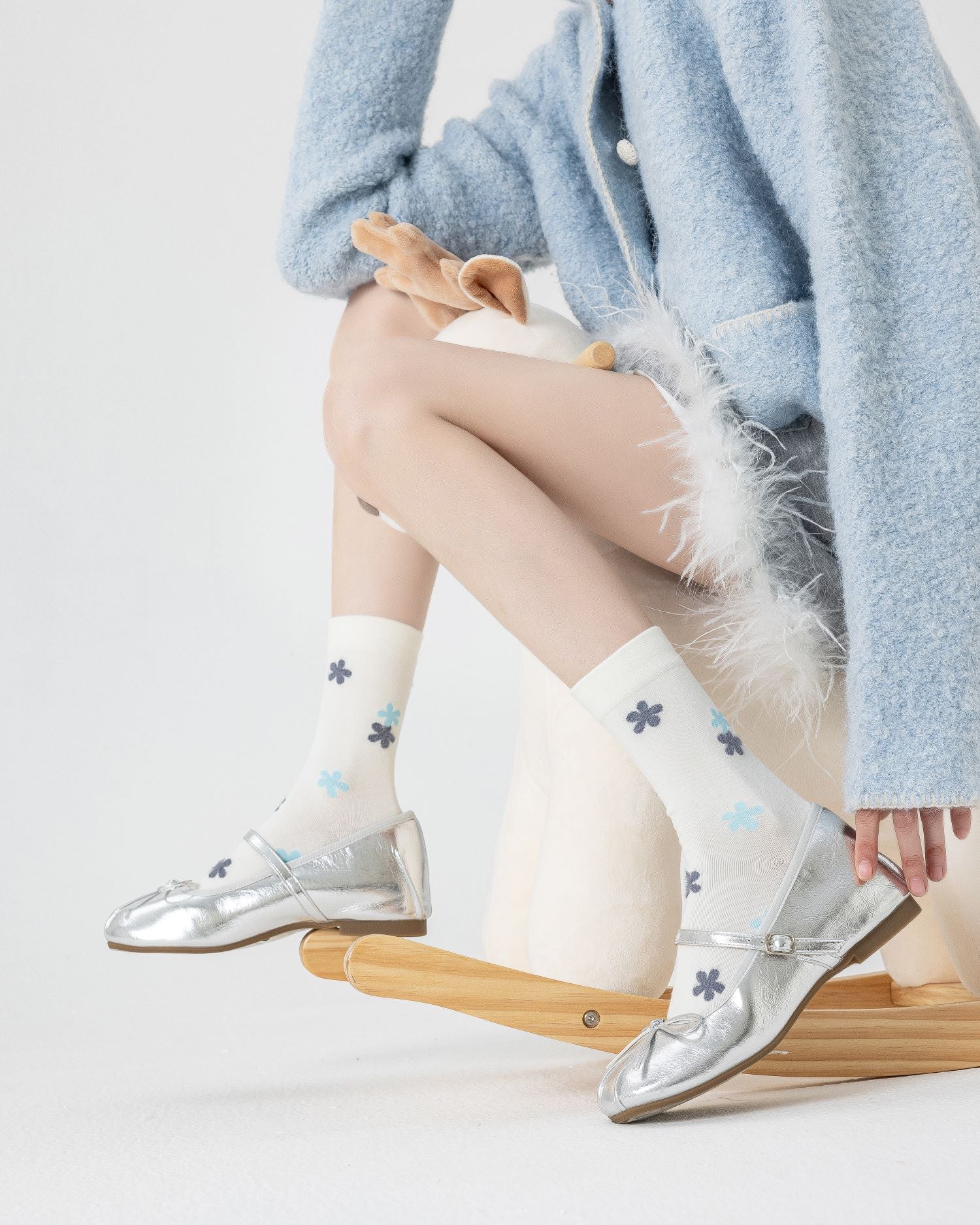 Women Crew Socks Fluffy Dog Series Cotton Cute Embroidery Casual - SWEET NANA Main image