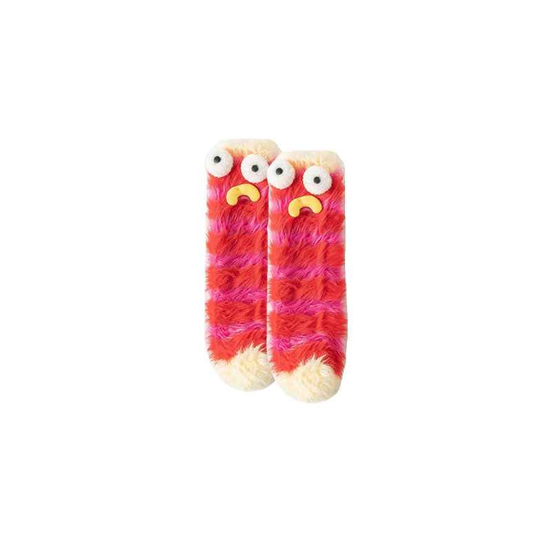 Sweetnana かわいくてあたたかいふわふわのレディース＆メンズ向けクルーソックス、Funny Guysシリーズ、厚手でカラフルなチューブソックス、冬のソックスにぴったり