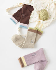 Women Crew Socks Fuzzy Warm Cozy Cotton Soft Cute Animal Embroidery