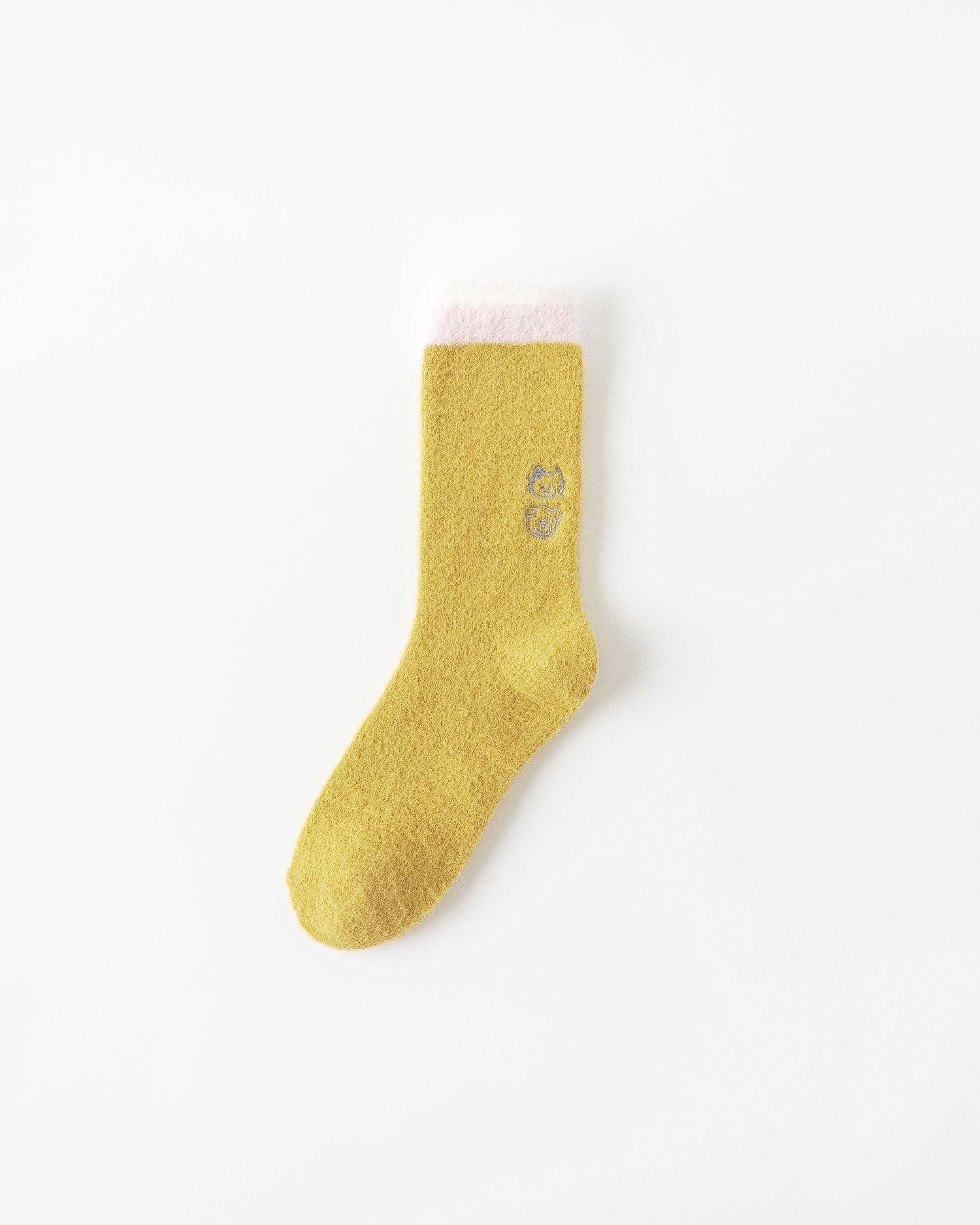 Women Crew Socks Fuzzy Warm Cozy Cotton Soft Cute Animal Embroidery