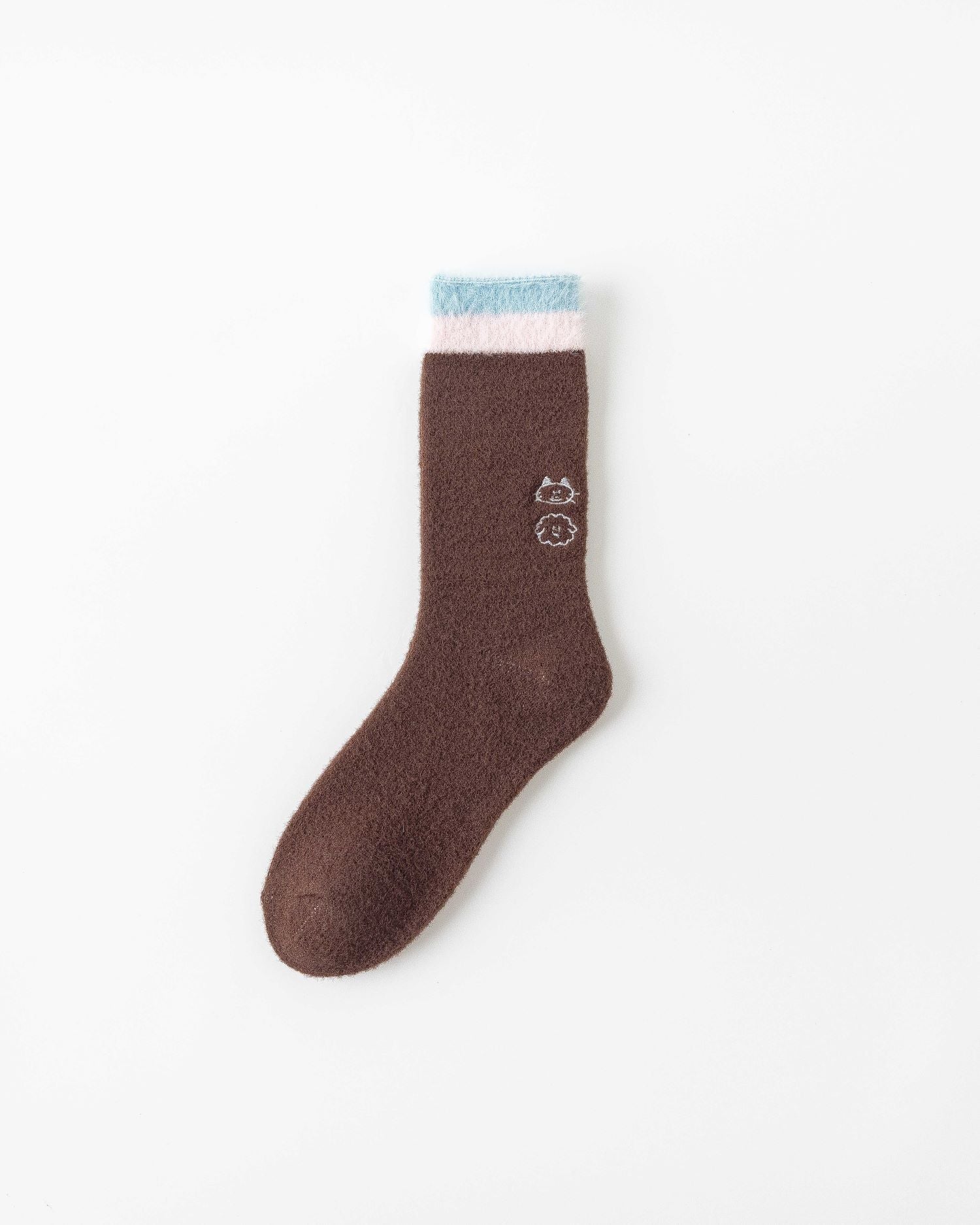 Women Crew Socks Fuzzy Warm Cozy Cotton Soft Cute Animal Embroidery