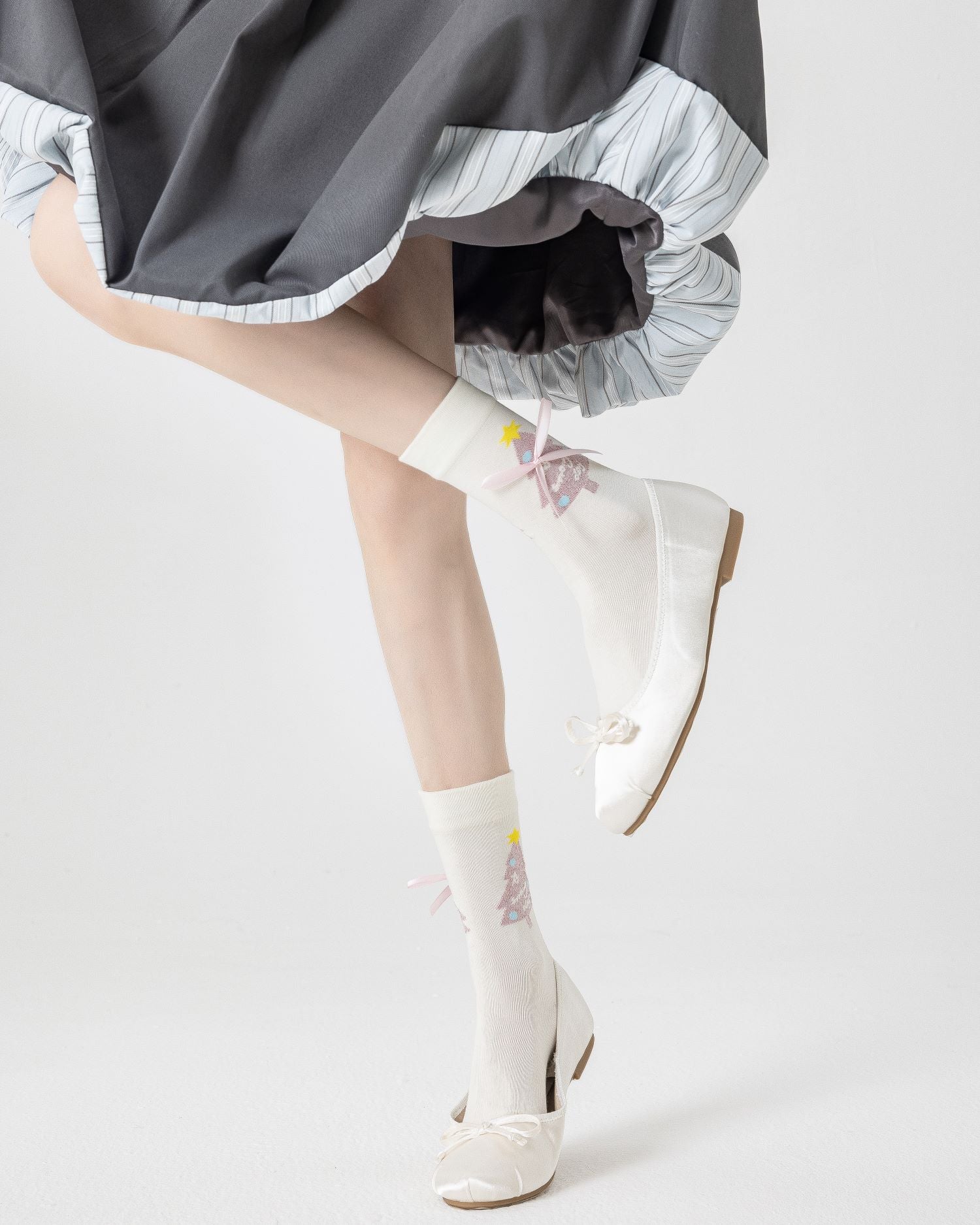 여성 크루 양말 글리터 선물 시리즈 면 귀여운 자카드 캐주얼 양말