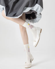 여성 크루 양말 글리터 선물 시리즈 면 귀여운 자카드 캐주얼 양말