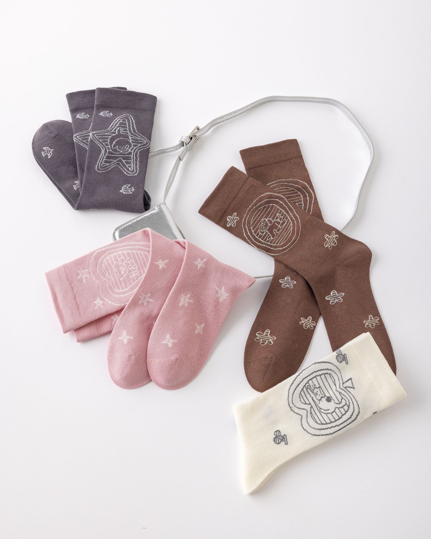 女款中筒襪子亮片線條系列棉質柔軟舒適休閒襪子