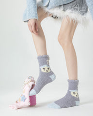 여성 크루 양말 하우스 시리즈 보송보송하고 따뜻하며 포근한 실내용 미끄럼 방지 양말