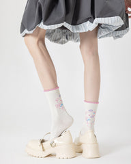 Women Crew Socks Leopard Print Series Cotton Trendy Jacquard Casual Socks