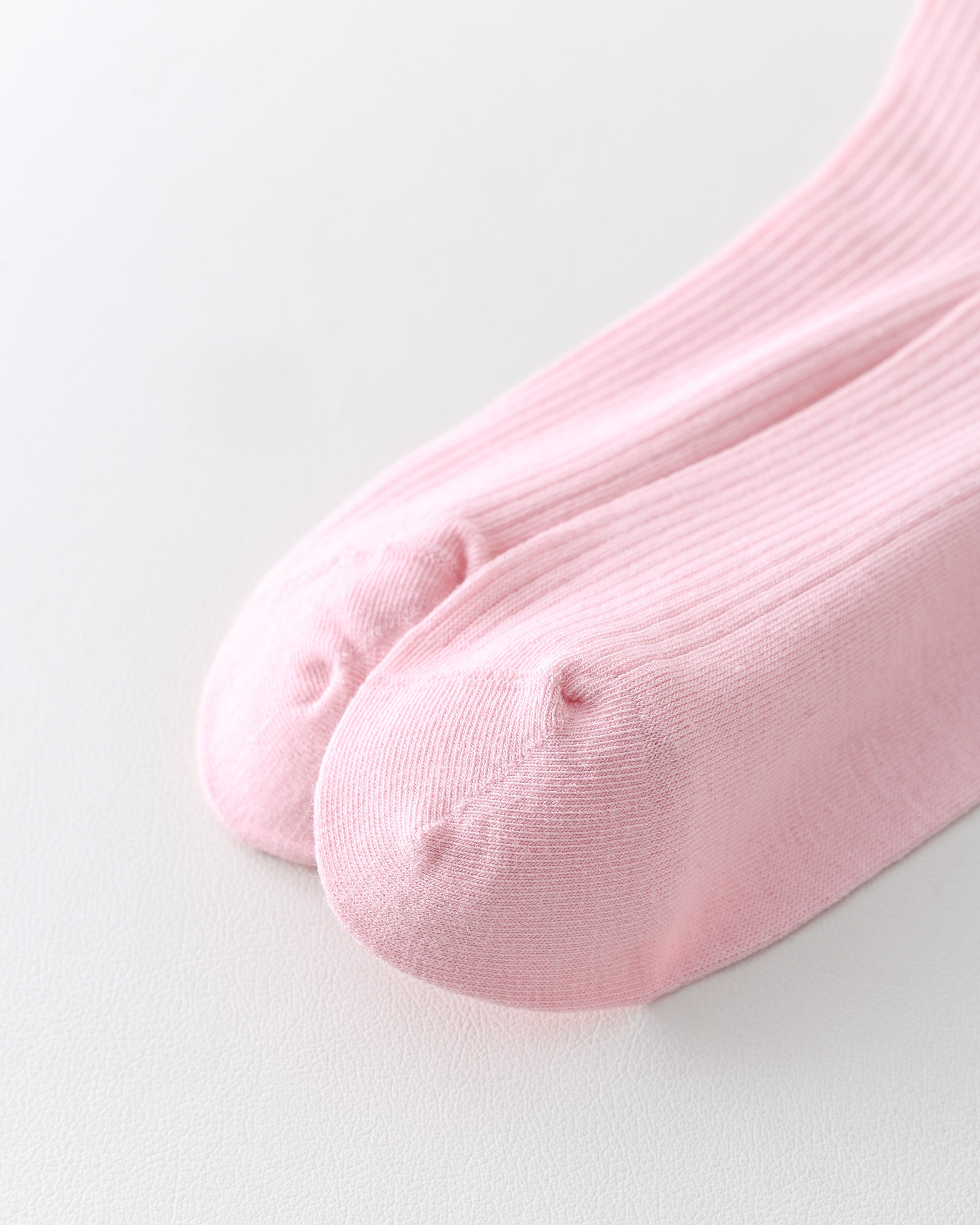 女款中筒襪子粉色撞色雙層襪口羅紋堆堆襪子