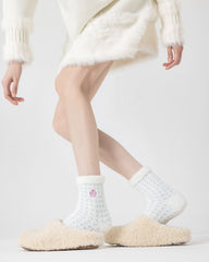 여성 크루 양말 체크 그리드 시리즈 보송보송하고 따뜻한 실내 양말