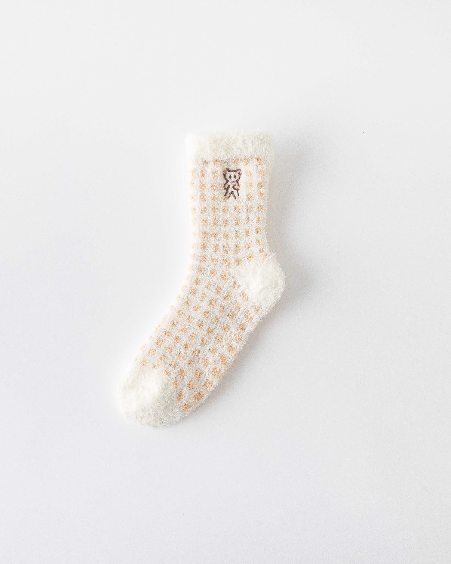 여성 크루 양말 체크 그리드 시리즈 보송보송하고 따뜻한 실내 양말