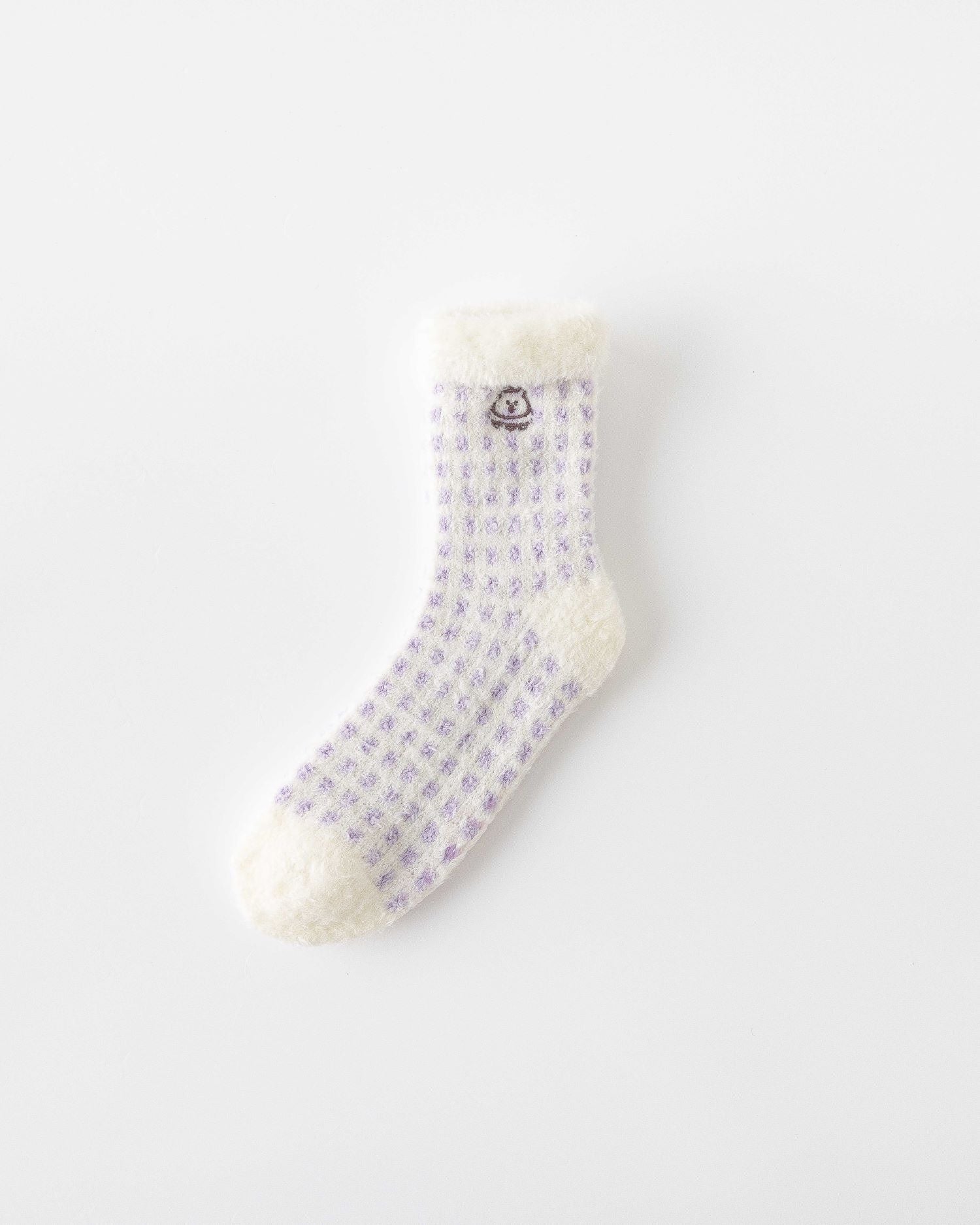 여성 크루 양말 체크 그리드 시리즈 보송보송하고 따뜻한 실내 양말