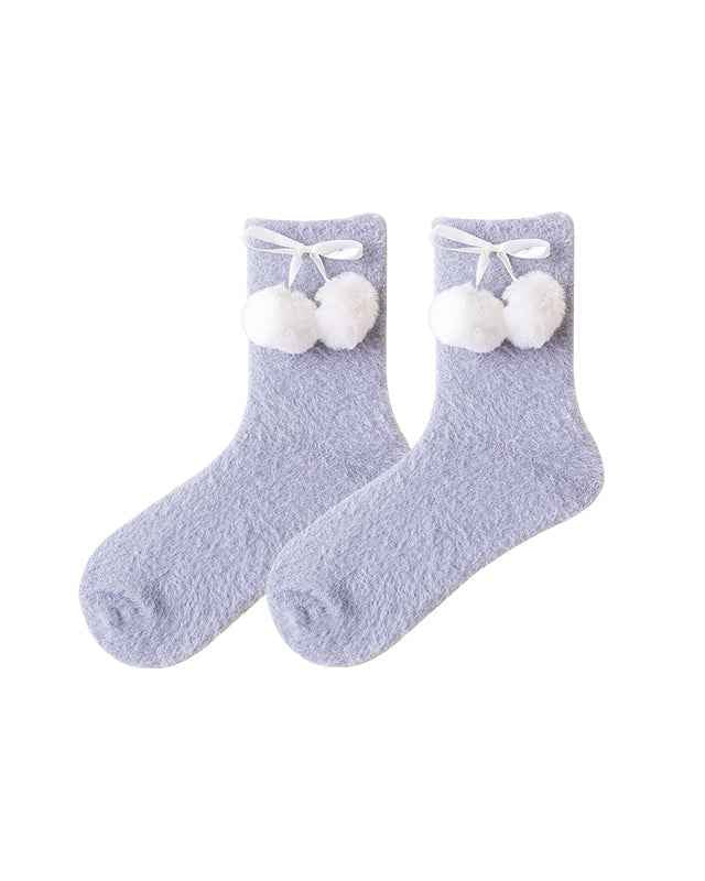 Sweetnana Cozy Crew Socks for Women – Fuzzy Super Soft Socks, Cute Pom-Pom Series, Thickened and Warm for Winter.