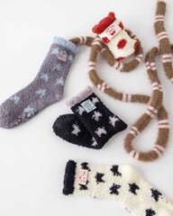 여성 크루 양말 반짝이는 별 도트 시리즈 보송보송하고 따뜻하며 아늑한 실내용 양말